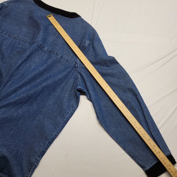 Vintage Westbound Denim Shirt Womens 1X Plus Button Up Long Sleeve Velour Accent - Picture 16 of 16